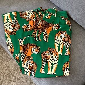 Dressed in LALA Emerald Green Tiger-Print Trousers